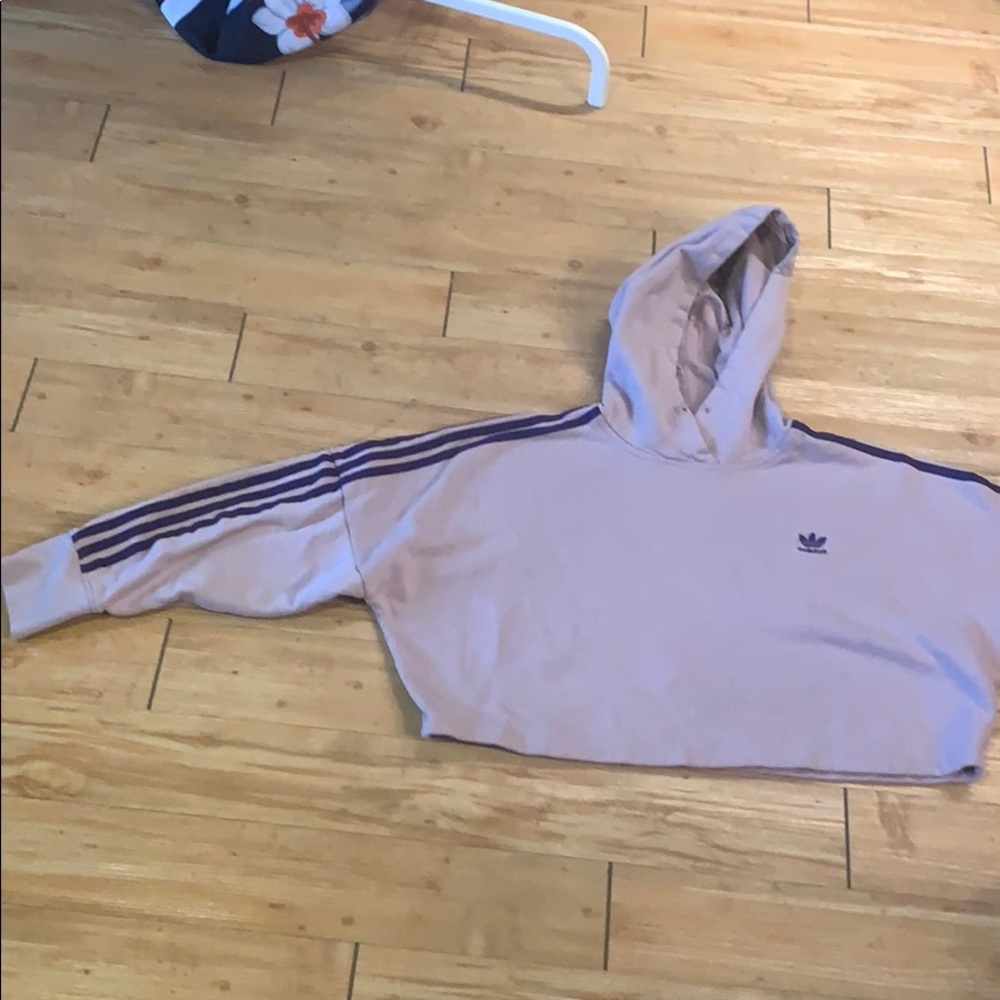 Adidas lavender cropped hoodie sweatshirt